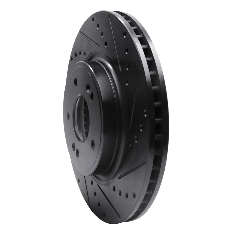 R1 18-23 Genesis G70 Front Right Drilled & Slotted Black Brake Rotor