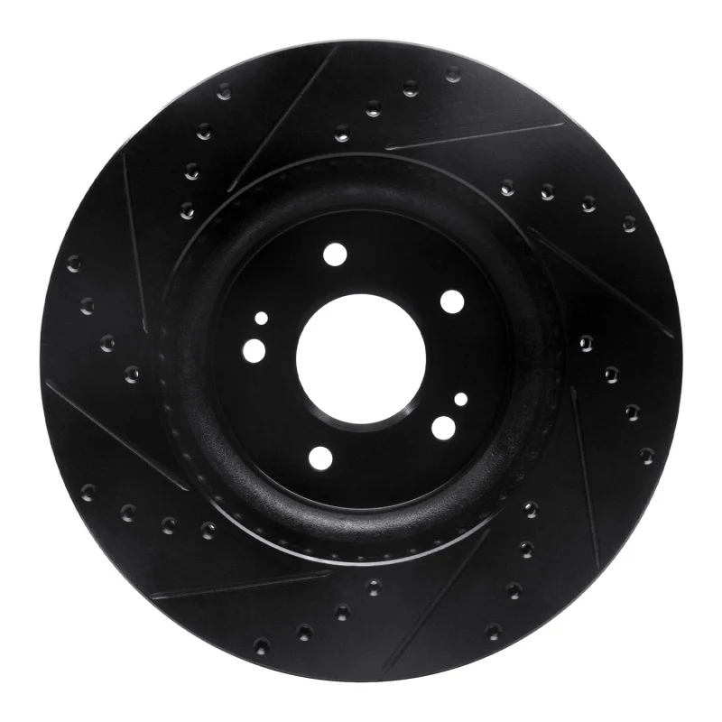 R1 18-23 Genesis G70 Front Right Drilled & Slotted Black Brake Rotor