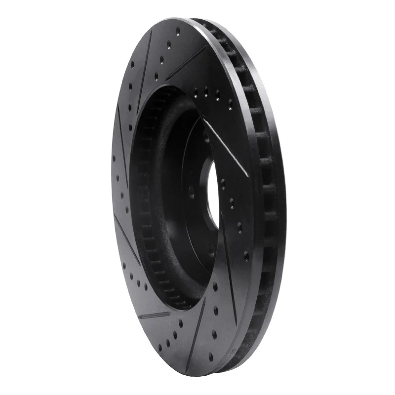 R1 18-23 Genesis G70 Front Right Drilled & Slotted Black Brake Rotor