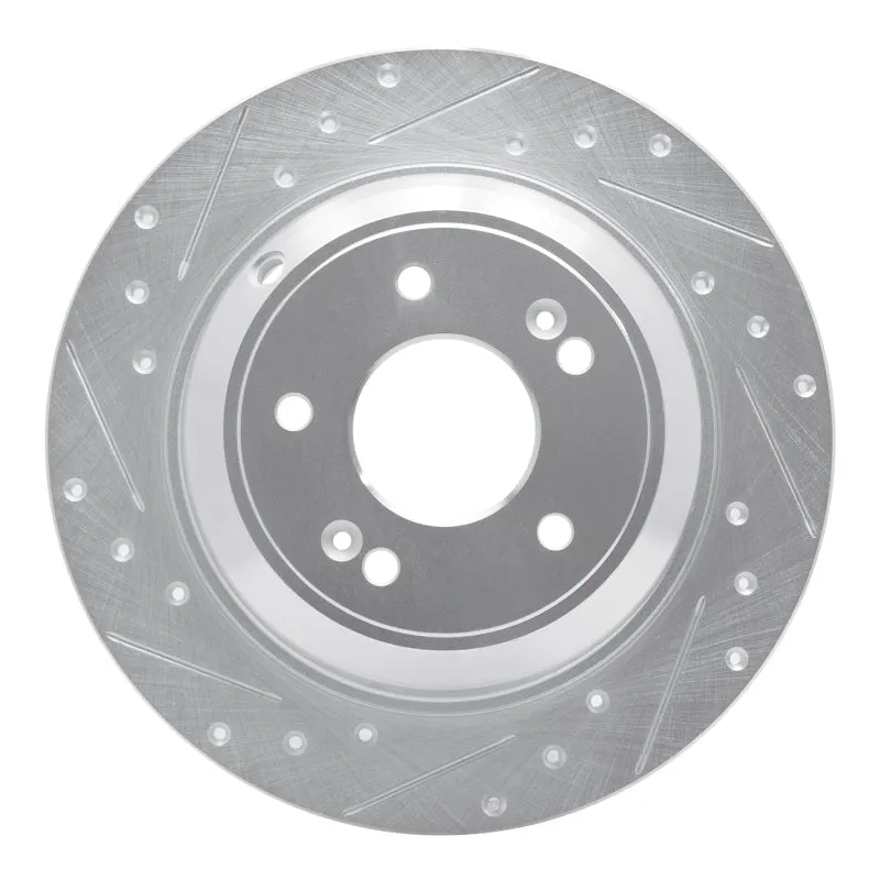 R1 18-23 Genesis G70 Rear Left Drilled & Slotted Silver Brake Rotor