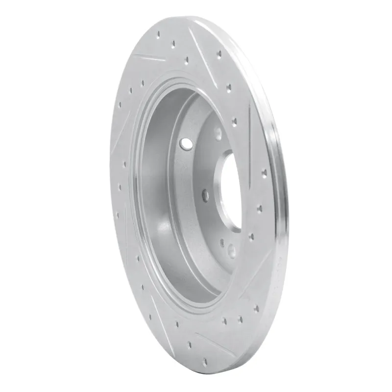 R1 18-23 Genesis G70 Rear Left Drilled & Slotted Silver Brake Rotor