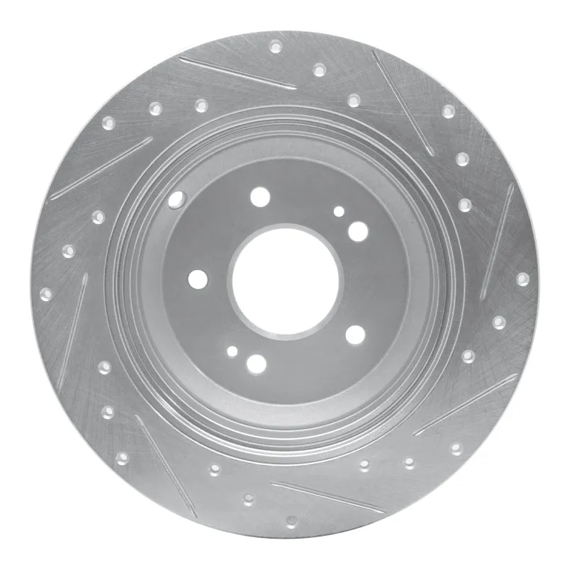 R1 18-23 Genesis G70 Rear Left Drilled & Slotted Silver Brake Rotor