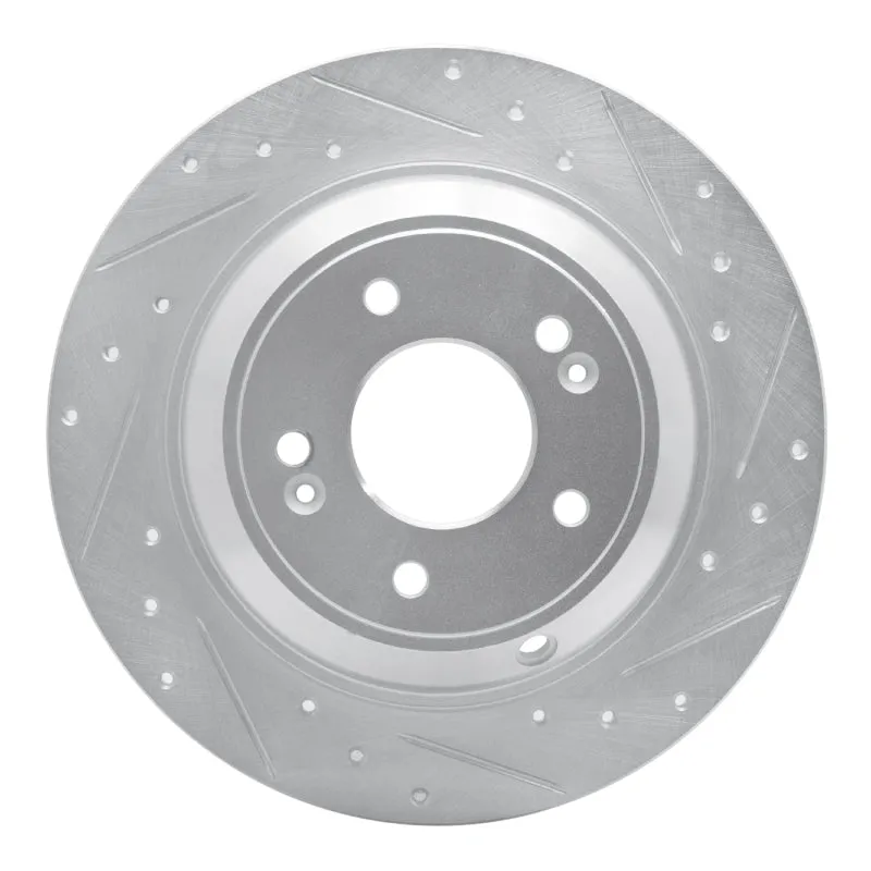 R1 18-23 Genesis G70 Rear Right Drilled & Slotted Silver Brake Rotor