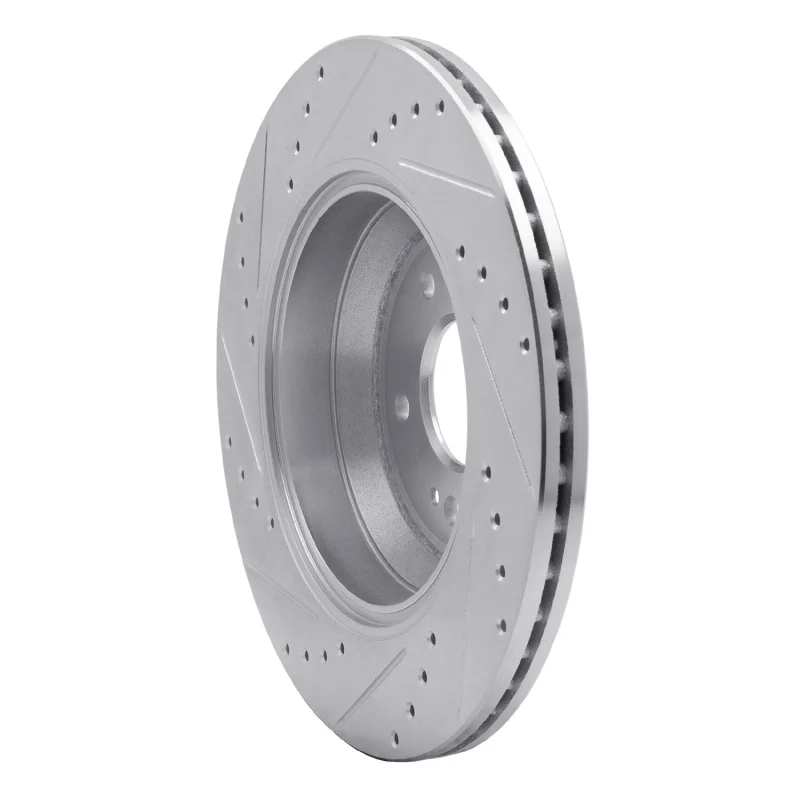 R1 18-23 Genesis G80 Rear Right Drilled & Slotted Silver Brake Rotor