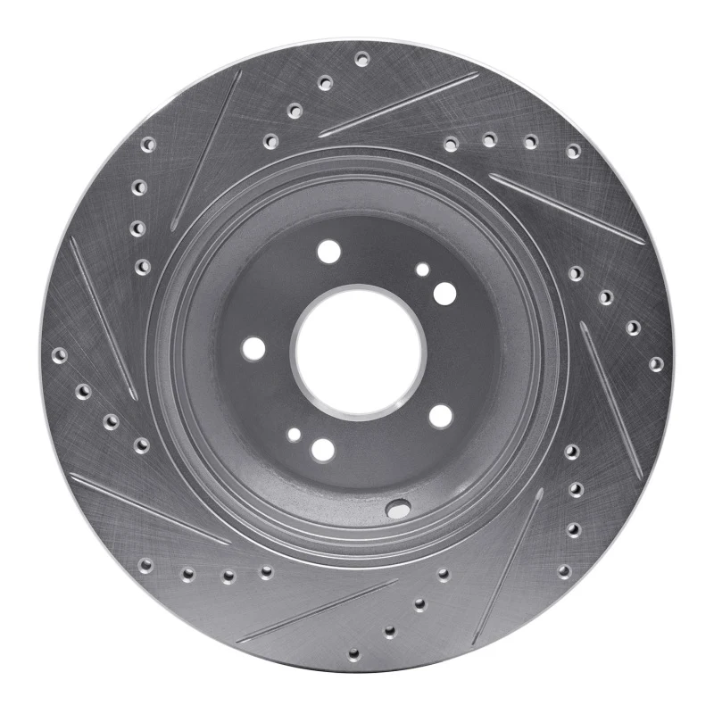 R1 18-23 Genesis G80 Rear Right Drilled & Slotted Silver Brake Rotor
