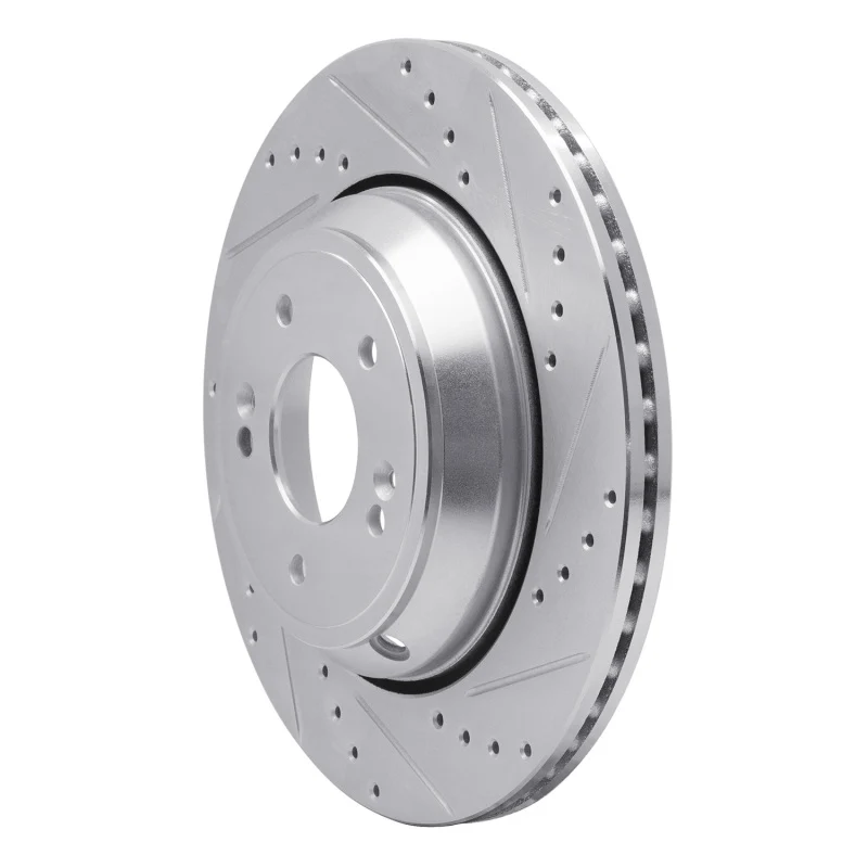 R1 18-23 Genesis G80 Rear Right Drilled & Slotted Silver Brake Rotor