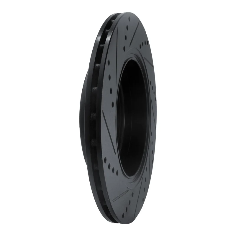 R1 18-25 Genesis G70 Rear Left Drilled & Slotted Black Brake Rotor