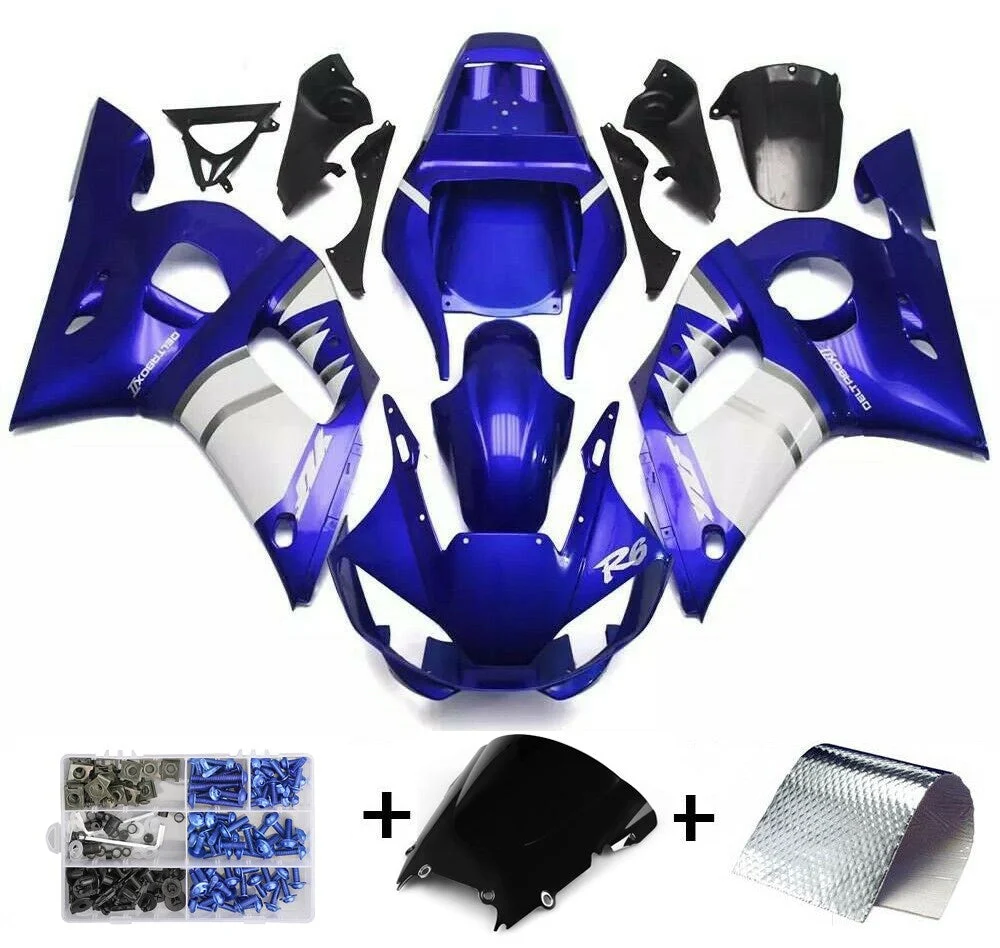 1998-2002 Yamaha YZF R6 Fairing Blue White Fairing Kit av Amotopart