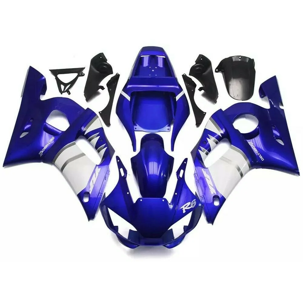 1998-2002 Yamaha YZF R6 Fairing Blue White Fairing Kit av Amotopart
