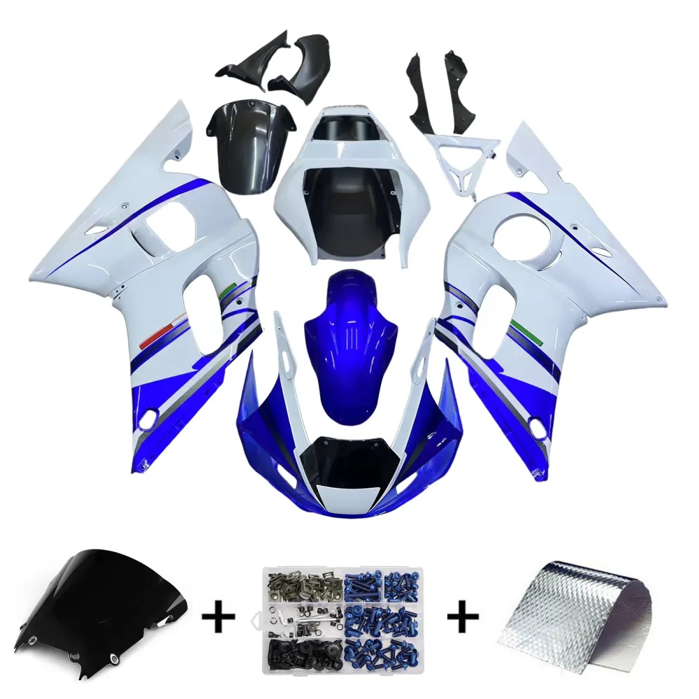 1998-2002 Yamaha YZF-R6 Hvit & Blå nr. 46 FIAT R6 Racing Amotopart-kåper Custom-kåpe