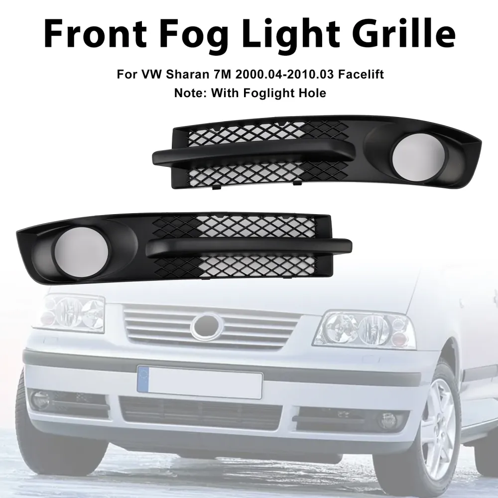 2000-2010 VW Sharan 7M Front Bumper Fog Light Grill m/ tåkelyshull