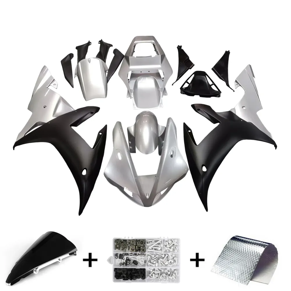 2002-2003 Yamaha YZF-R1 Silver Black Racing Fairings Generic