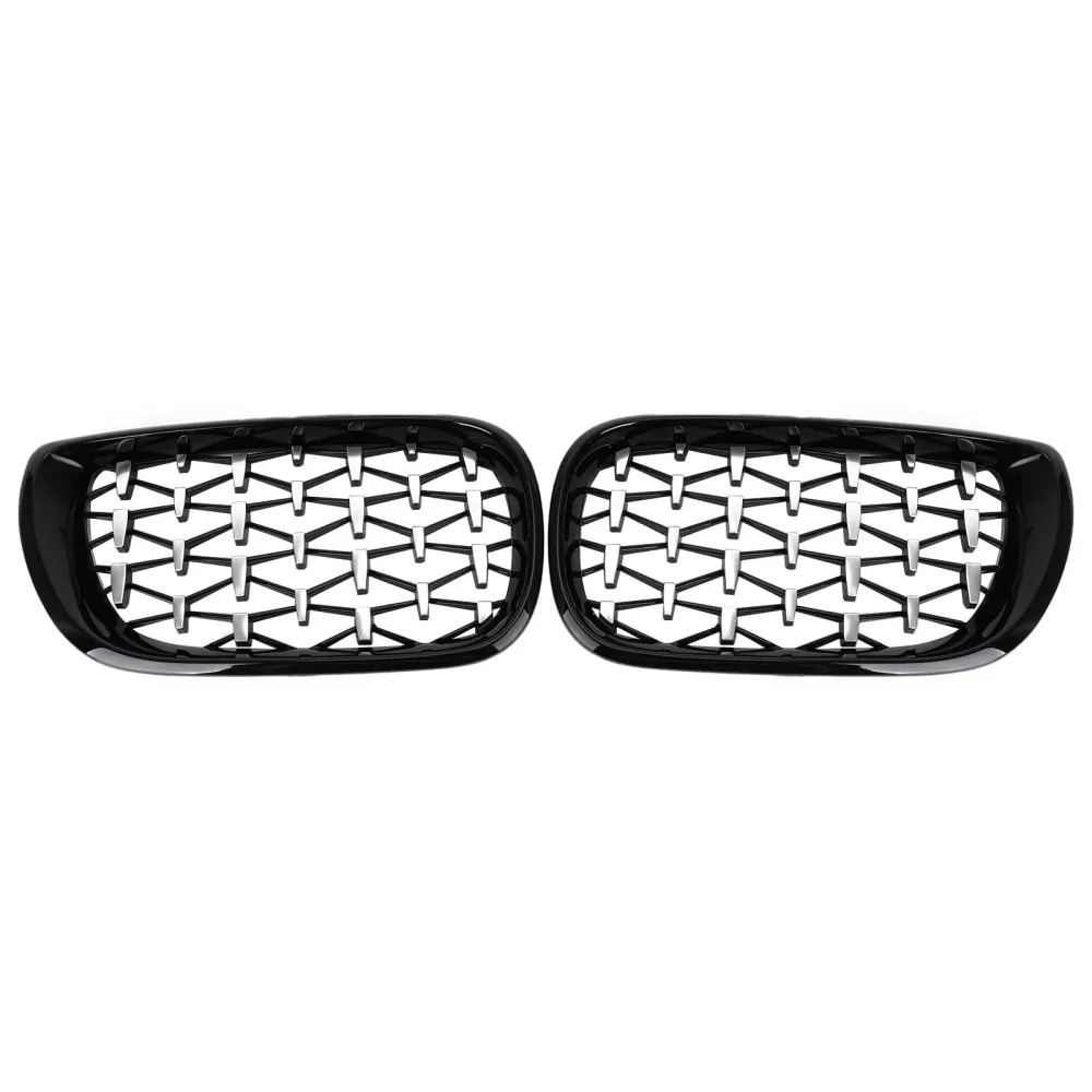2002-2005 BMW E46 Sedan/Touring Facelift 4dørs Diamantstil Frontgrill Sort&Krom/krom/svart Generisk