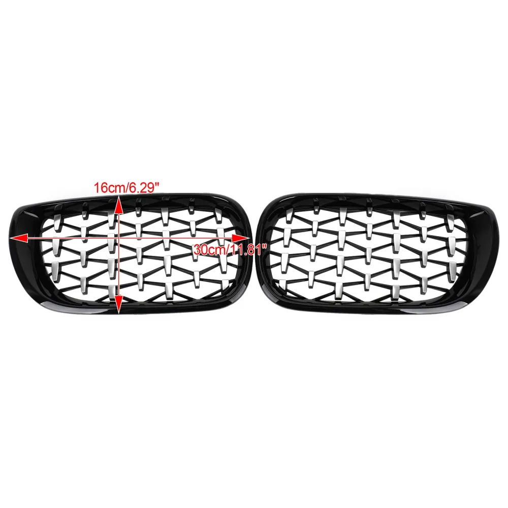2002-2005 BMW E46 Sedan/Touring Facelift 4dørs Diamantstil Frontgrill Sort&Krom/krom/svart Generisk