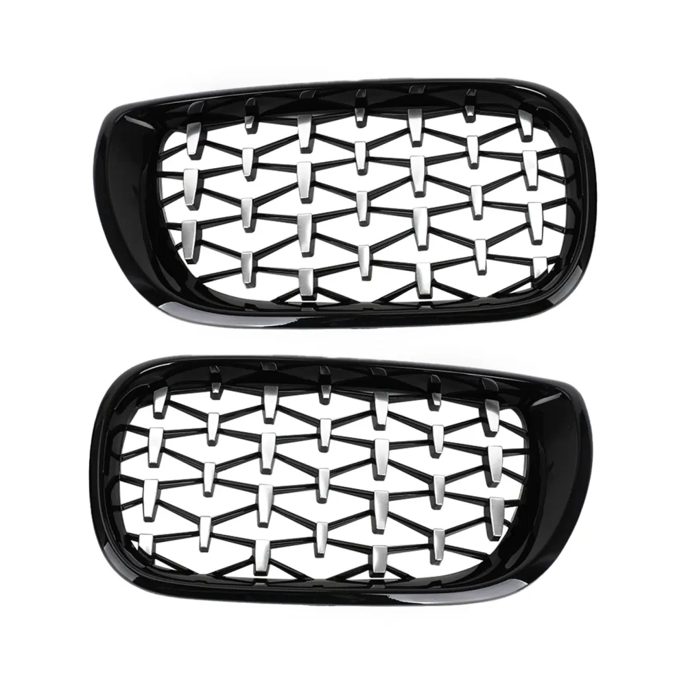 2002-2005 BMW E46 Sedan/Touring Facelift 4dørs Diamantstil Frontgrill Sort&Krom/krom/svart Generisk