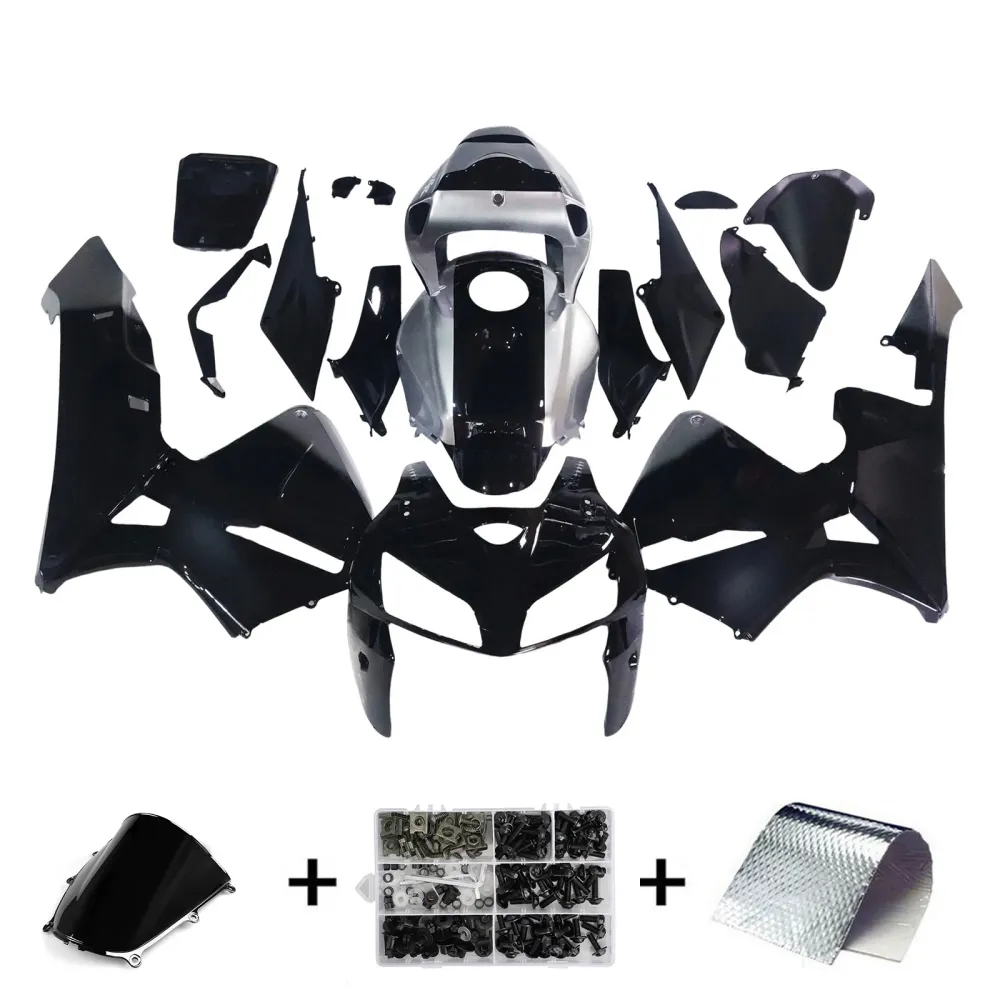 2005-2006 Honda CBR 600 RR Svart & Sølvfargede SevenStars Racing-kåper, generiske