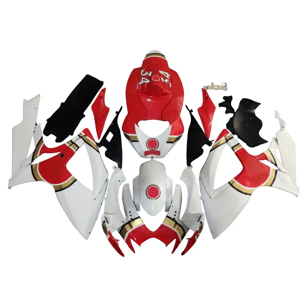 2006-2007 GSXR 600/750 Rød karosseri Fairing ABS Injection Molded Plastics Set Generic