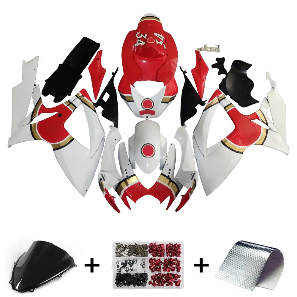 2006-2007 GSXR 600/750 Rød karosseri Fairing ABS Injection Molded Plastics Set Generic