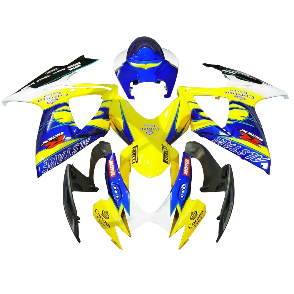 2006-2007 Suzuki GSXR 600 750 Gul injeksjon Plast Fairing Set