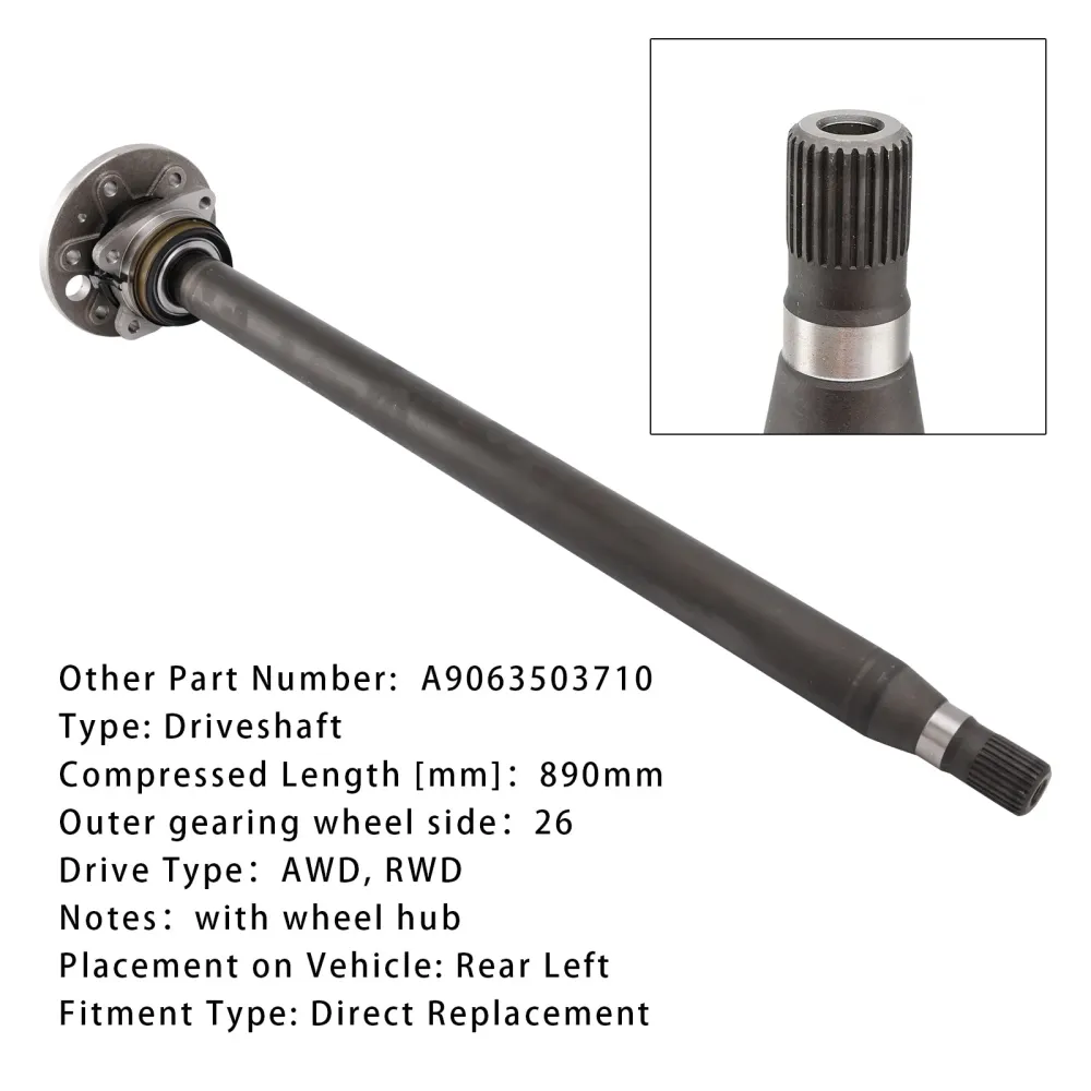 2006-2009 Mercedes-Benz Sprinter 3,5-T B906 315 CDI 2.1 Buss bakre venstre drivaksel Propaksel A9063503710