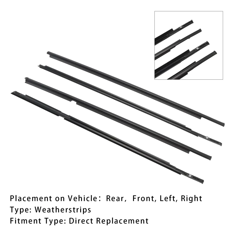 2006-2013 Toyota Yaris Hatchback 4PCS Dørglassbelte Ytre støping Weatherstrip