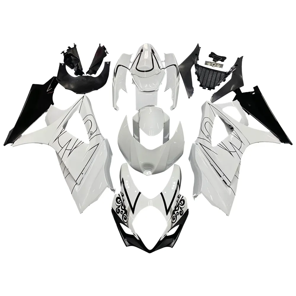 2007-2008 Suzuki GSXR 1000 Amotopart Fairings White Black Alstare Racing Customs Fairing