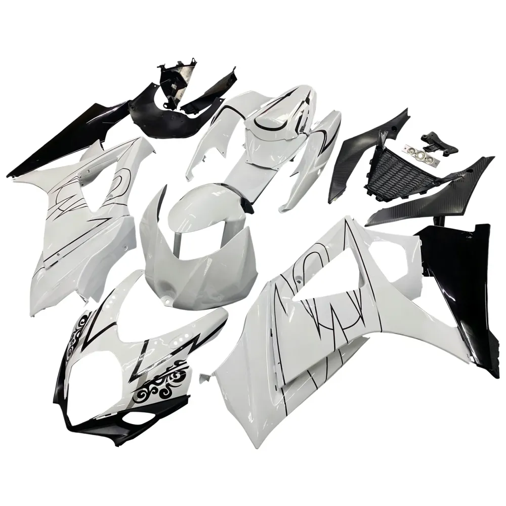 2007-2008 Suzuki GSXR 1000 Amotopart Fairings White Black Alstare Racing Customs Fairing