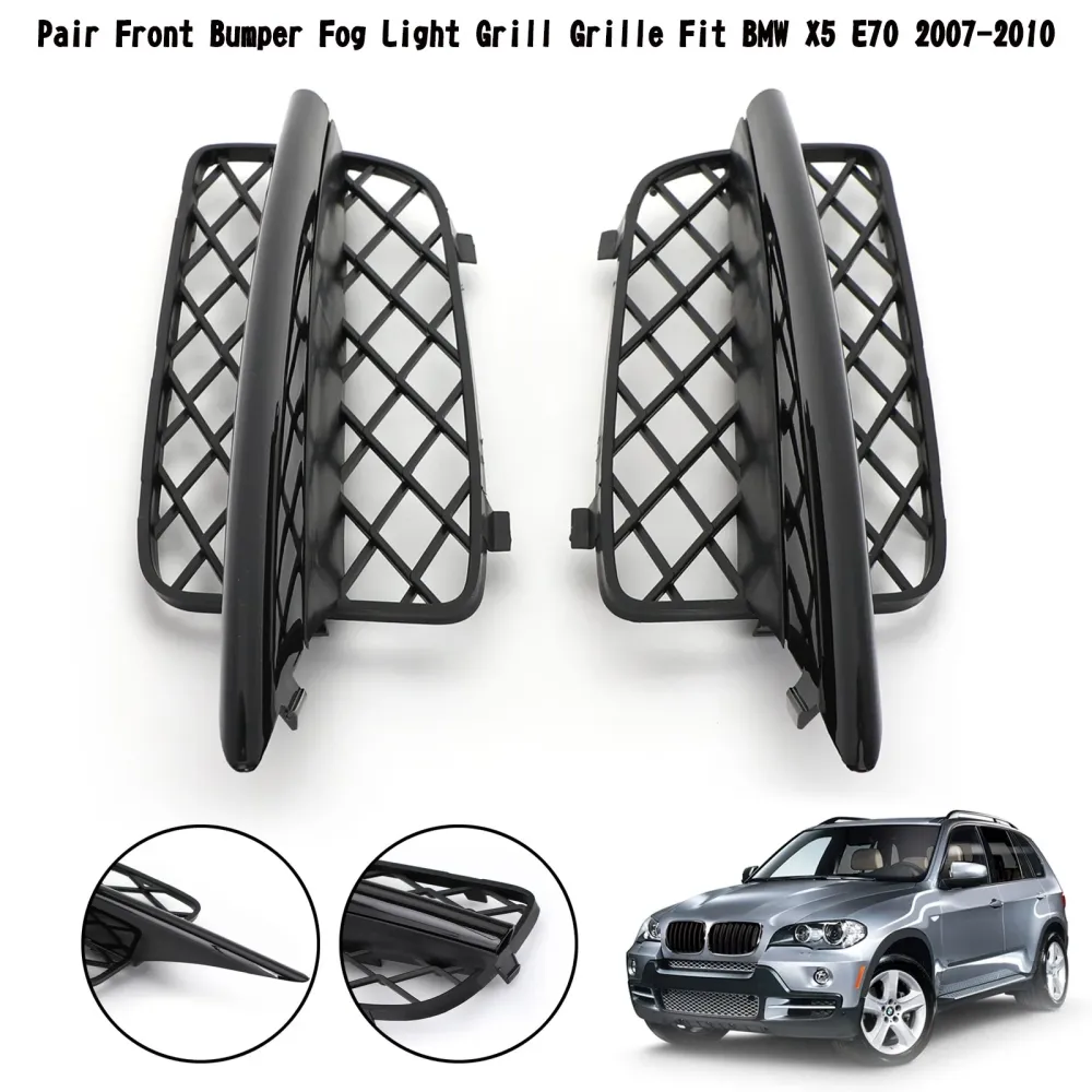 2007-2010 BMW X5 E70 Pair Front Bumper Fog Light Grill Grille 51117159593 51117159594 Generisk