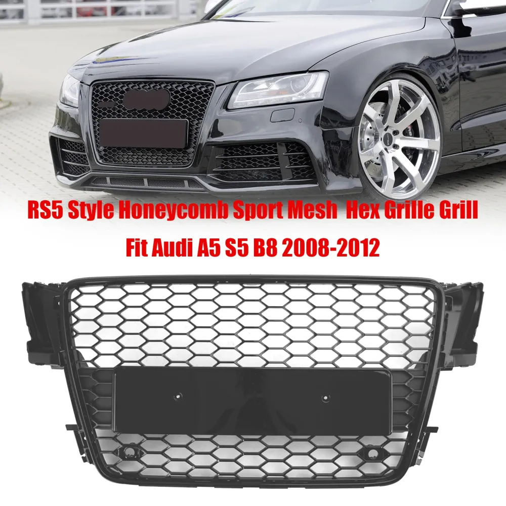 2008 2009 2011 2012 Audi A5 S5 B8 RS5 Style Hood Henycomb Sport Mesh Grill Grille