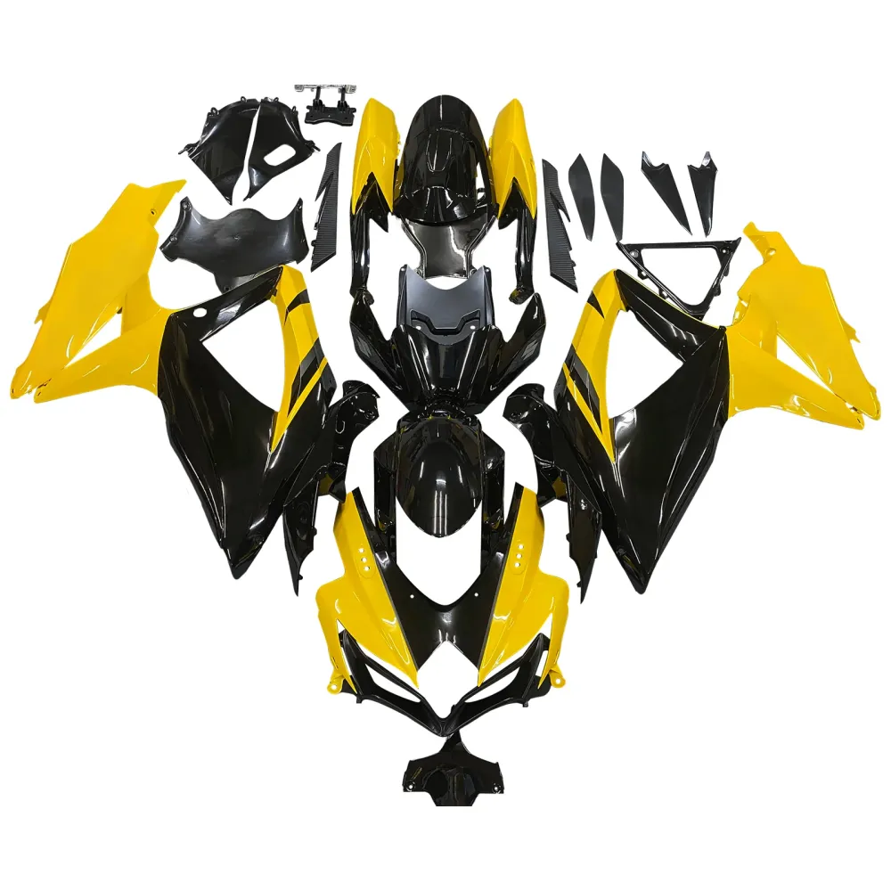 2008-2010 Suzuki GSXR 600 750 Svart & Generiske gule GSXR Racing-kåper