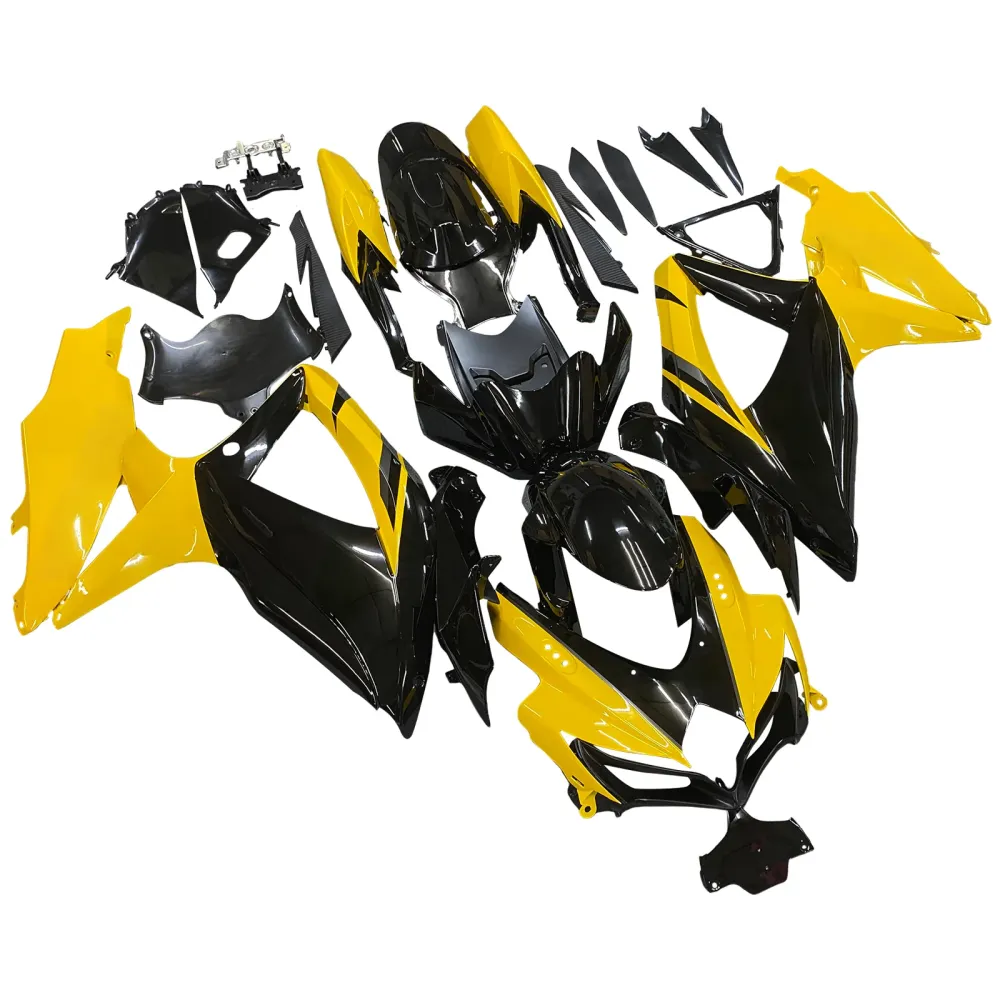 2008-2010 Suzuki GSXR 600 750 Svart & Generiske gule GSXR Racing-kåper