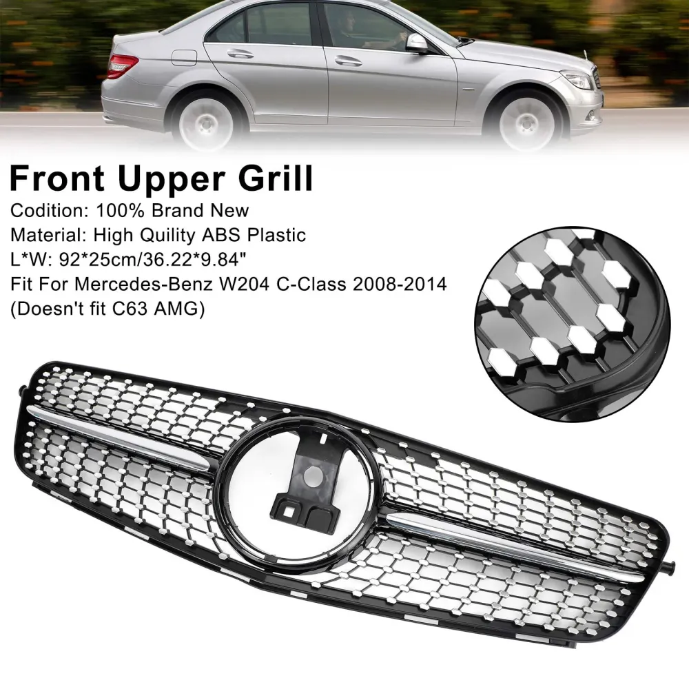 2008–2014 C-Klasse Benz W204 C300 C350 LED diamantformet støtfangergrill foran