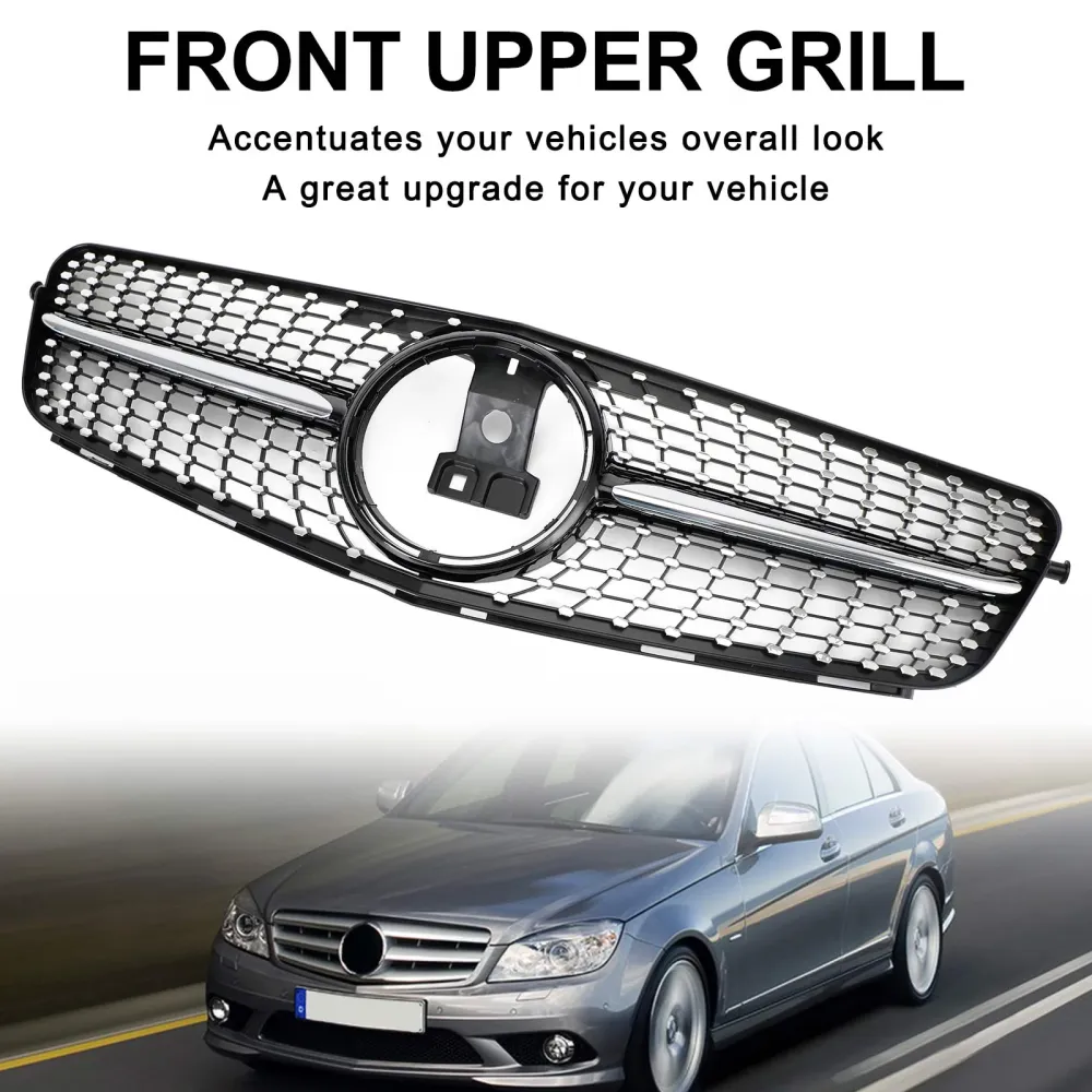 2008–2014 C-Klasse Benz W204 C300 C350 LED diamantformet støtfangergrill foran