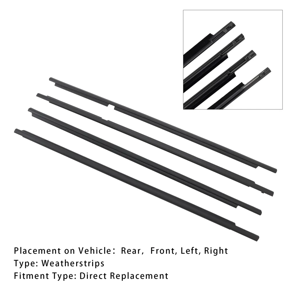 2008-2015 Toyota Land Cruiser LC 200 4PCS Dørglassbelte Ytre støping Weatherstrip