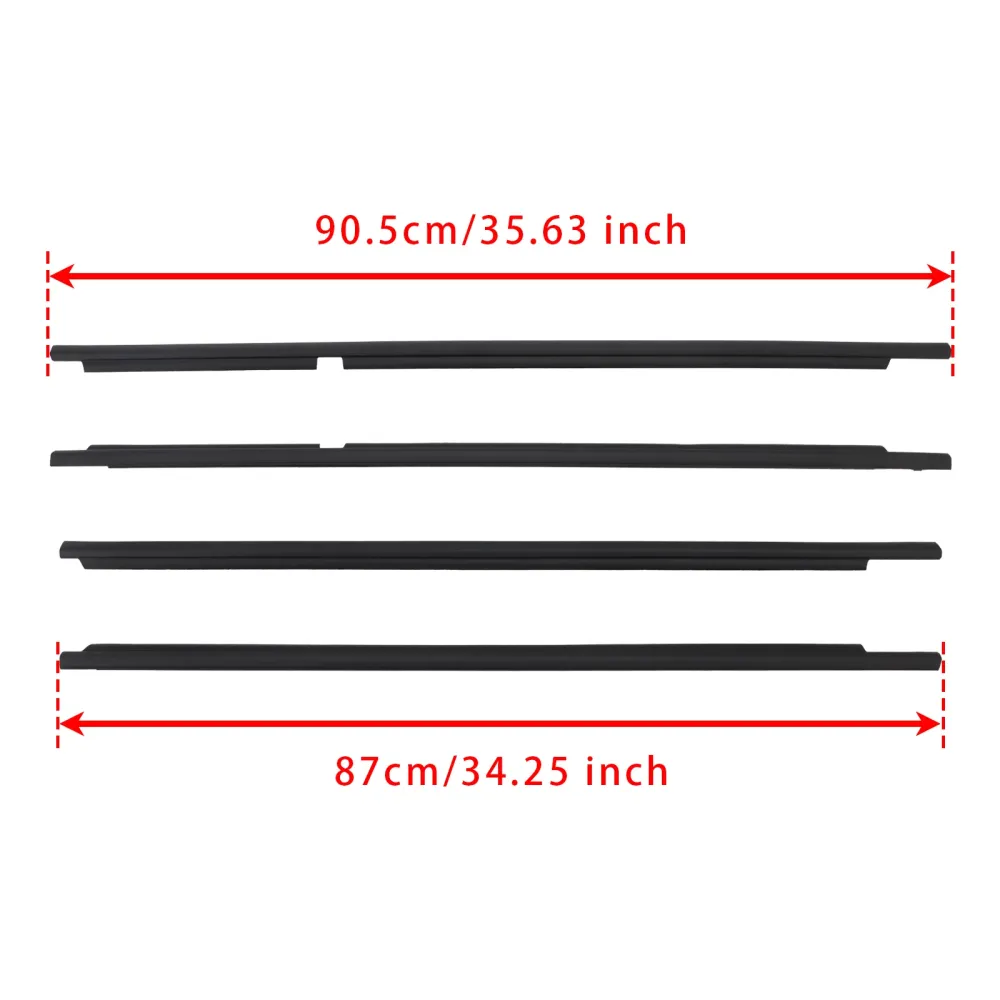 2008-2015 Toyota Land Cruiser LC 200 4PCS Dørglassbelte Ytre støping Weatherstrip