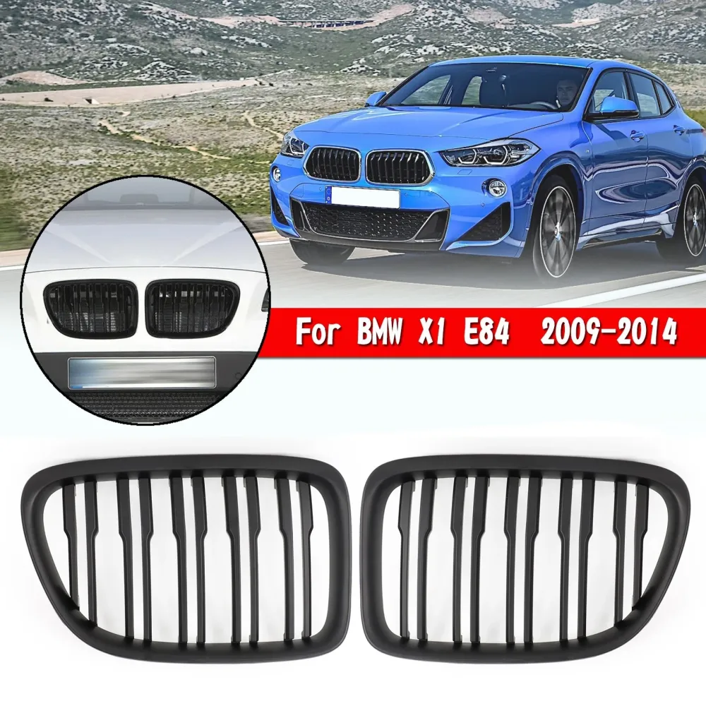 2009-2014 BMW X1 E84 Dual Slats Front Hood Kidney Grill Grill Matt Black/Gloss Black 51112993305 51112993306 51112993307 5...