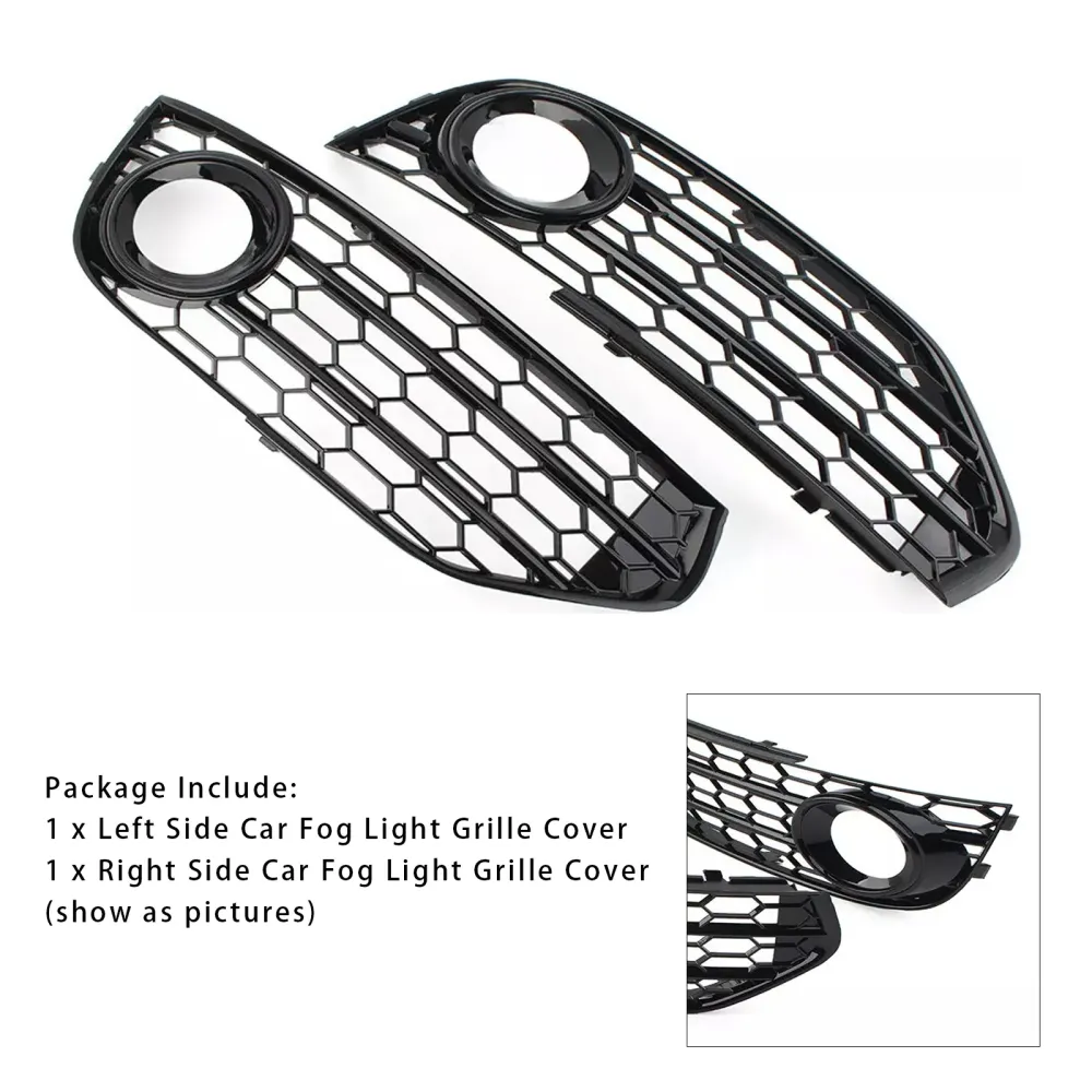 2010-2015 Audi A4 Allroad B8 Front Bumper Honeycomb Fog Grille Cover Black