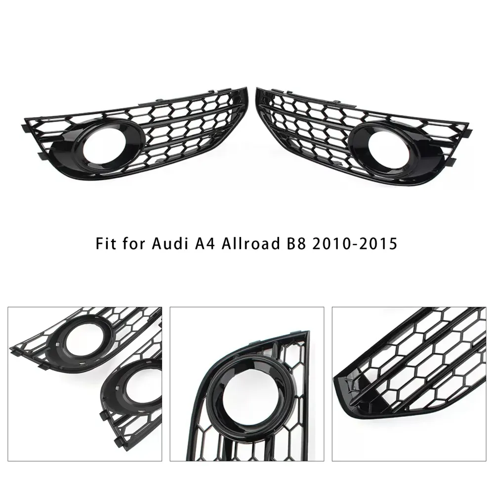 2010-2015 Audi A4 Allroad B8 Front Bumper Honeycomb Fog Grille Cover Black