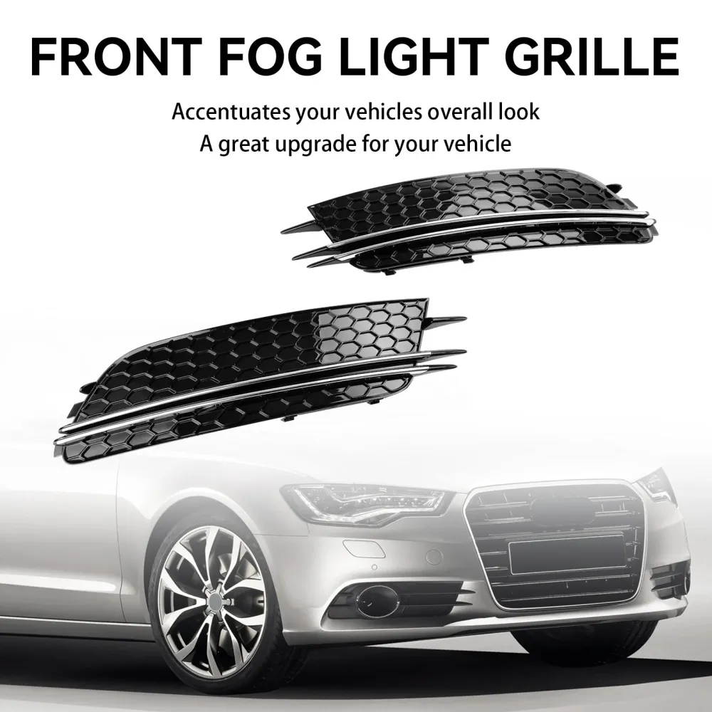 2012-2015 Audi A6 4G C7 2PCS Front Tog Light Cover Bezel Grill Grille