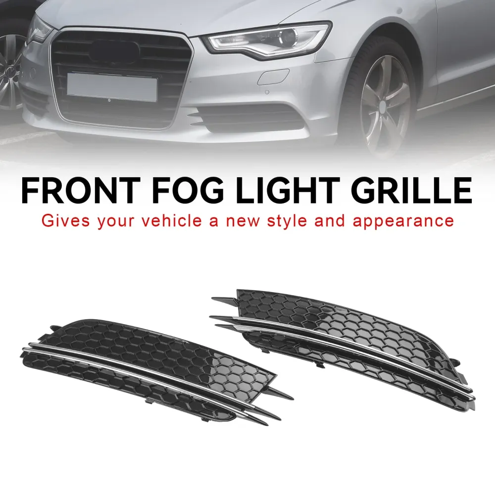 2012-2015 Audi A6 4G C7 2PCS Front Tog Light Cover Bezel Grill Grille