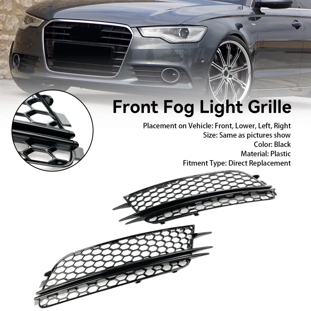 2012-2015 Audi A6 4G C7 2PCS Front Tog Light Cover Bezel Bumper Grille