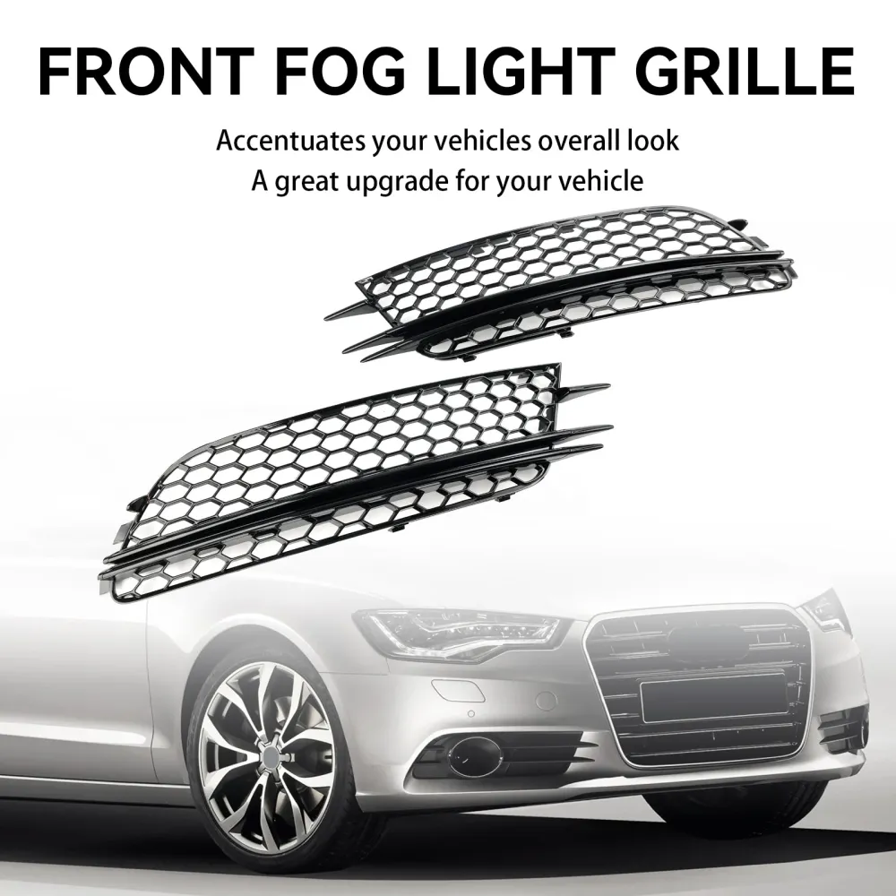 2012-2015 Audi A6 4G C7 2PCS Front Tog Light Cover Bezel Bumper Grille