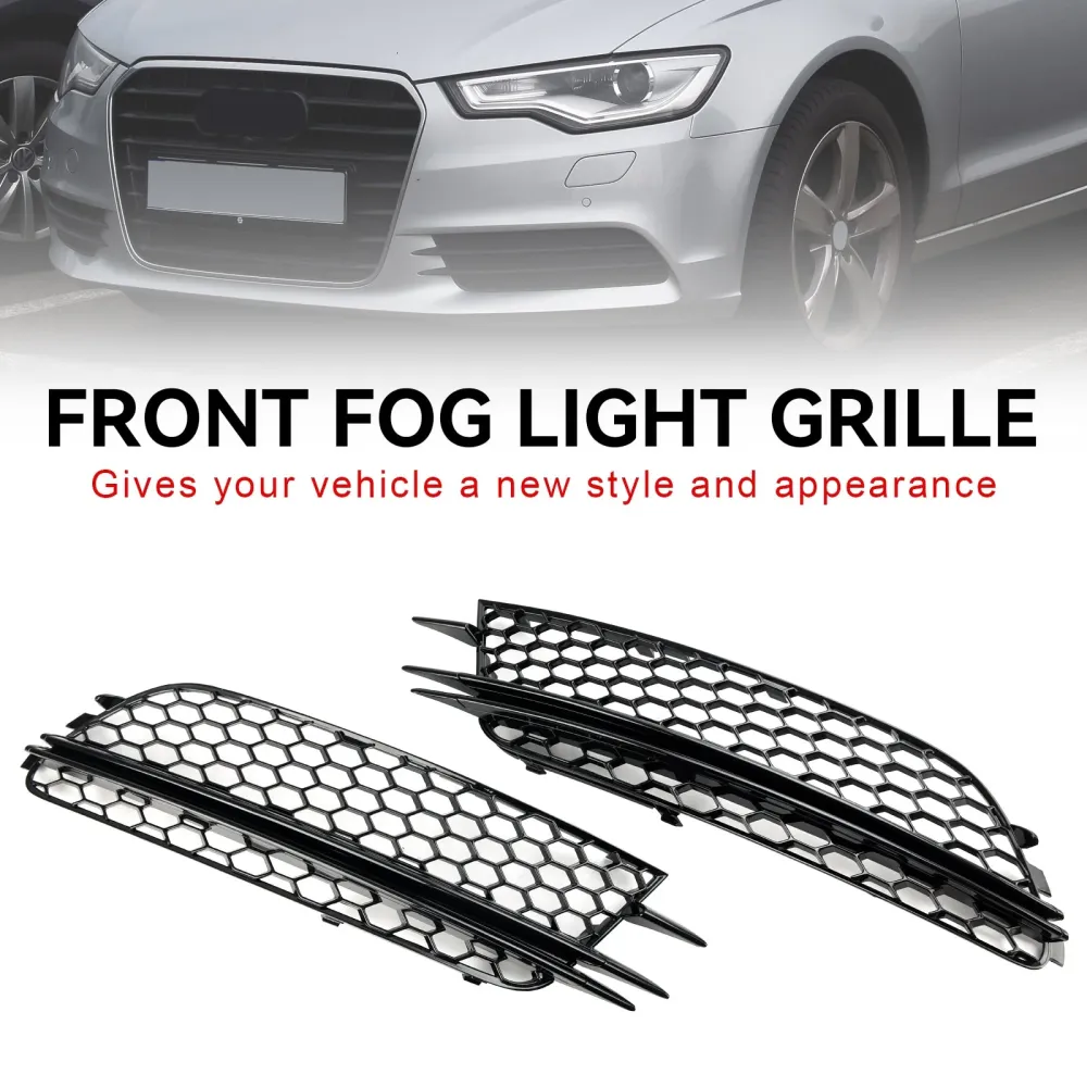 2012-2015 Audi A6 4G C7 2PCS Front Tog Light Cover Bezel Bumper Grille