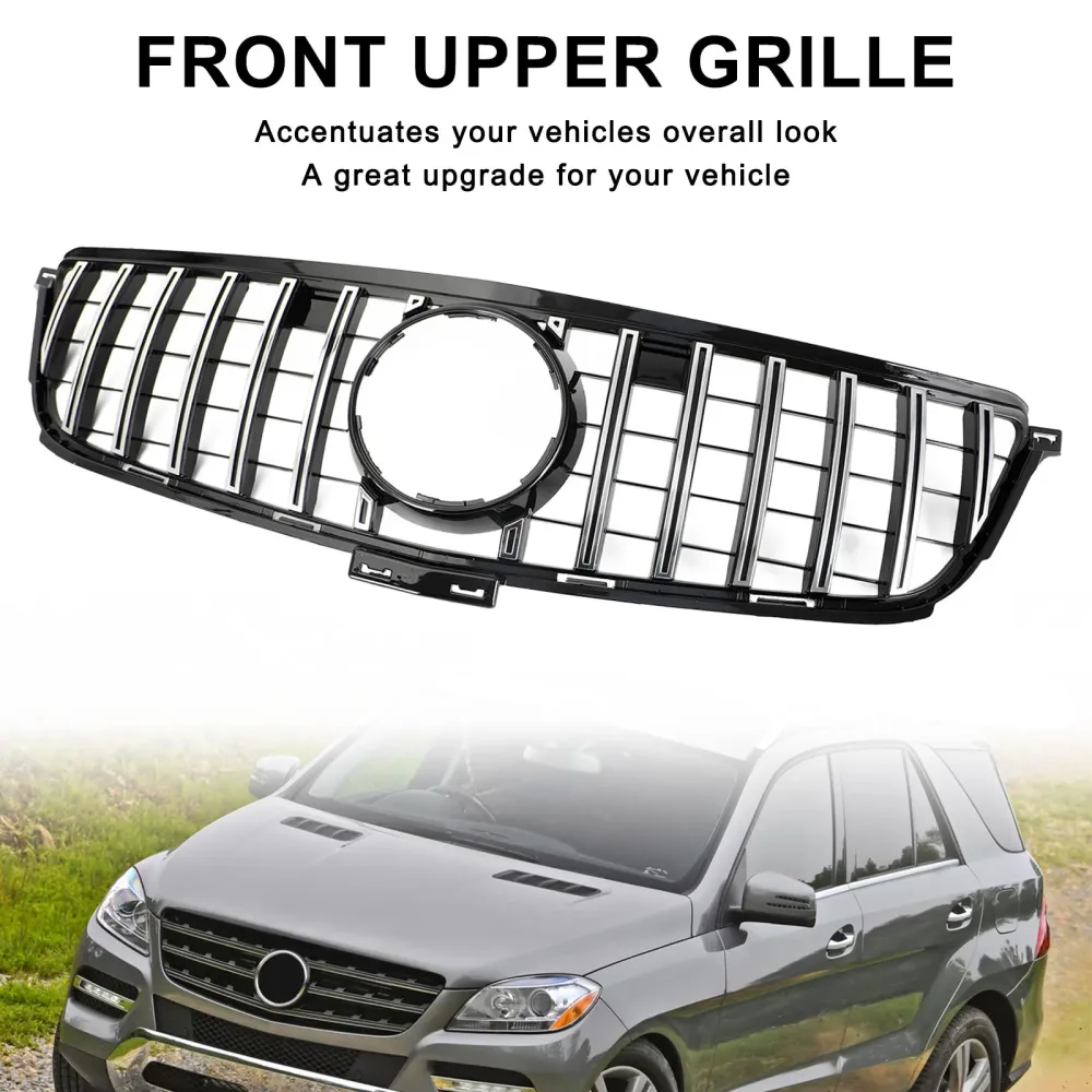 2012–2015 Mercedes-Benz W166 ML350 400 550 GTR-stil frontgrill krom svart