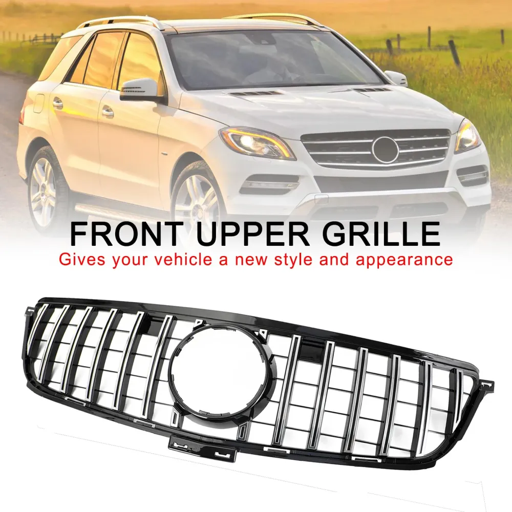 2012–2015 Mercedes-Benz W166 ML350 400 550 GTR-stil frontgrill krom svart