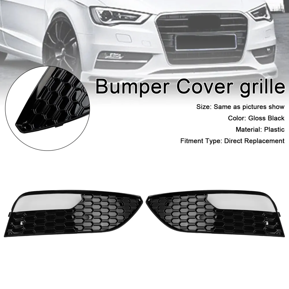 2012-2016 Audi A3 2PCS Front Bumper Fog Light Cover Grille Grill