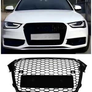 2013 2014 2015 2016 Audi A4 S4 RS4 Style Mesh Front Bumper Grille Grill Gloss Black