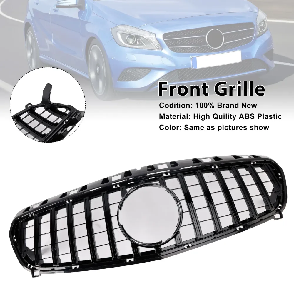 2013 2014 2015 Mercedes-Benz -KLASSE W176 Glanset svart støtfangergrill foran