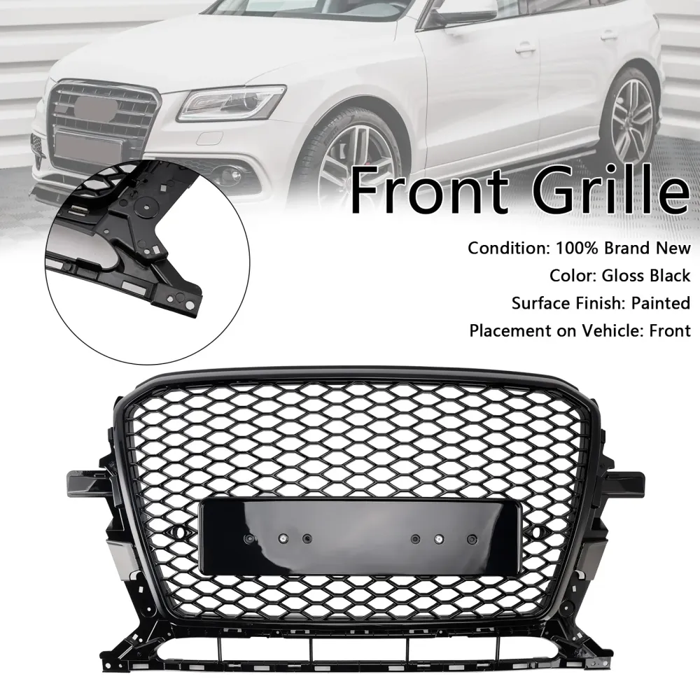 2013-2017 Audi Q5 SQ5 Gloss Black Front Honeycomb Bumper Grill Grill