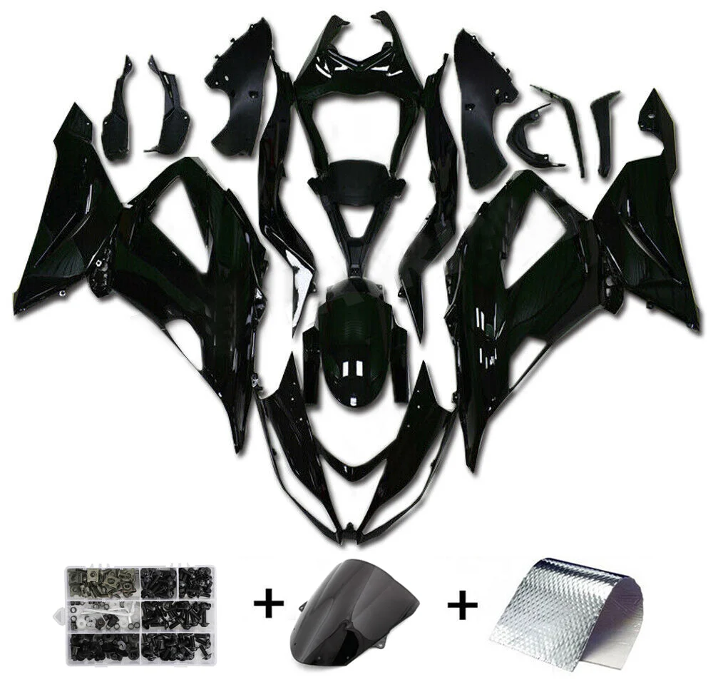 2013-2018 Kawasaki ZX6R Amotopart Fairing blank svart injeksjon plastsett